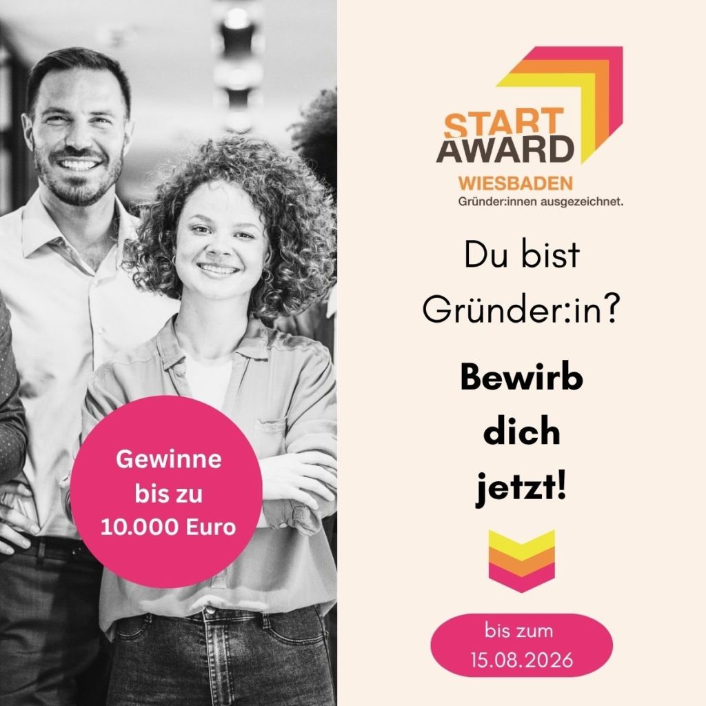 StartAward Wiesbaden 2026 — Du bist Gründer:in? Bewirb dich jetzt!